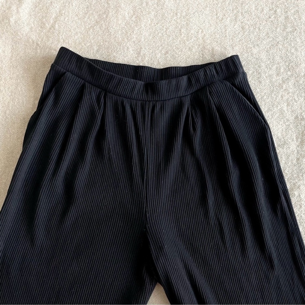 Encircled Wide Leg Knit Rib Pants — image 6 of 8
